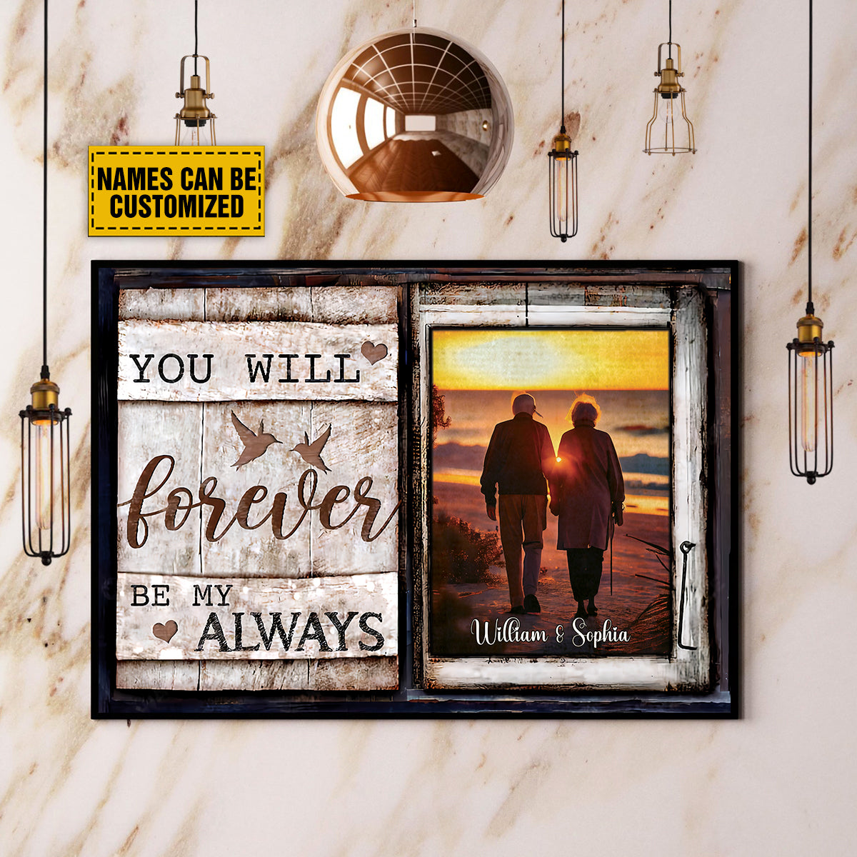 Teesdily | Couple Custom Photo Poster Canvas You Will Forever Be My Always Valentines Day Decor Couple Vintage Home Wall Decor Gift For Lover