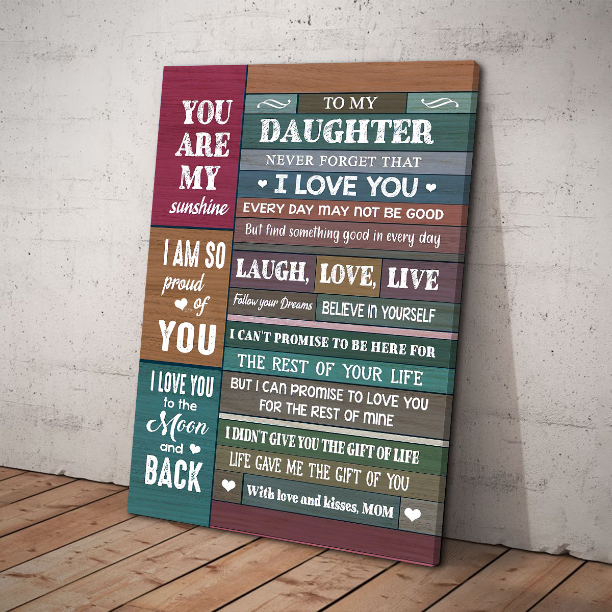 Teesdily | To My Daughter Vintage Poster Canvas, Never Forget That I Love You Wall Art, Daughter Birthday Gift From Mom, Daughter's Room Decoration