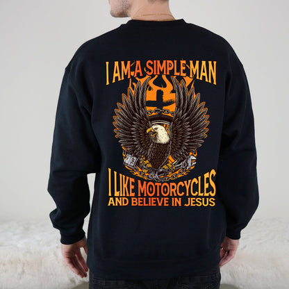 Teesdily | Christian Biker Shirt, Jesus Eagle Motorcycles Sweatshirt Hoodie Mug, Simple Man Like Motorcycles And Believe In Jesus, Speed Lover Gifts