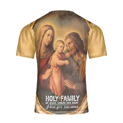 Teesdily | Family Jesus Joseph Mary Graphic 3D Tshirt Jesus Christian Family Matching All Over Print Tee Religious Gift Faith Believers