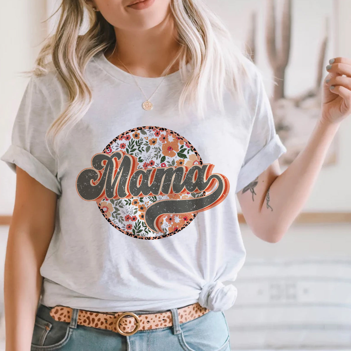 Teesdily | Mama Retro Style Shirt, Mom Floral Shirt Top, Mothers Day Gifts, Vintage Streetwear Apparel Unisex Tshirt Hoodie Sweatshirt Mug