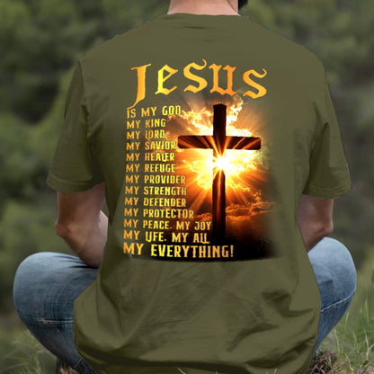 Teesdily | Jesus Is My God Shirt, Jesus My Everything Sweatshirt , Jesus Christian Cross Light Hoodie Mug, Religious Faith Gift