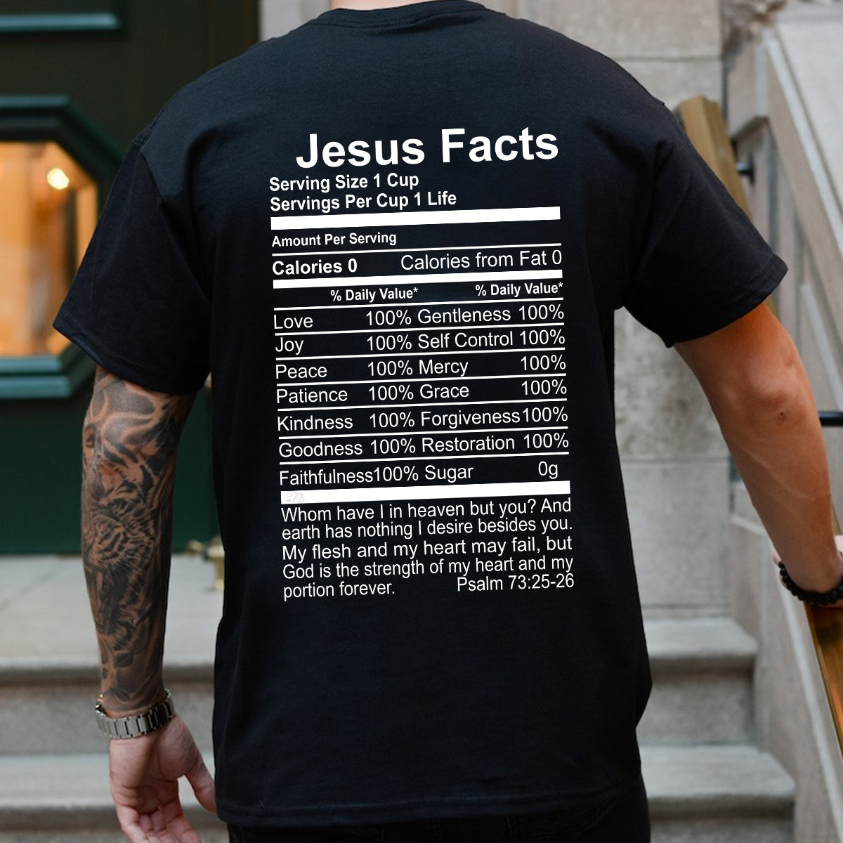 Teesdily | Jesus Facts Backside Casual Shirt God Is The Strength Of My Heart Sweatshirt Hoodie Mug Christian Religious Gifts