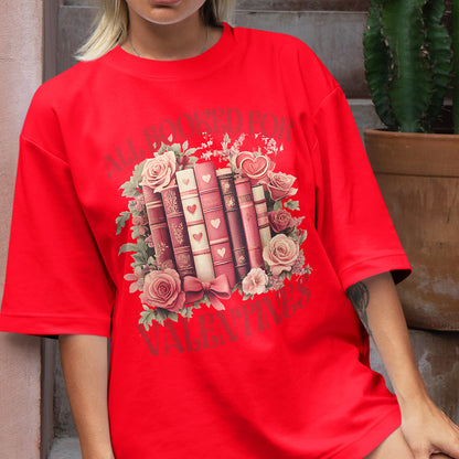 Teesdily | All Booked For Valentines Shirt, Book Lover Sweatshirt, Bookish Floral Valentine Hoodie, Bookworm Mug, Librarian Gift