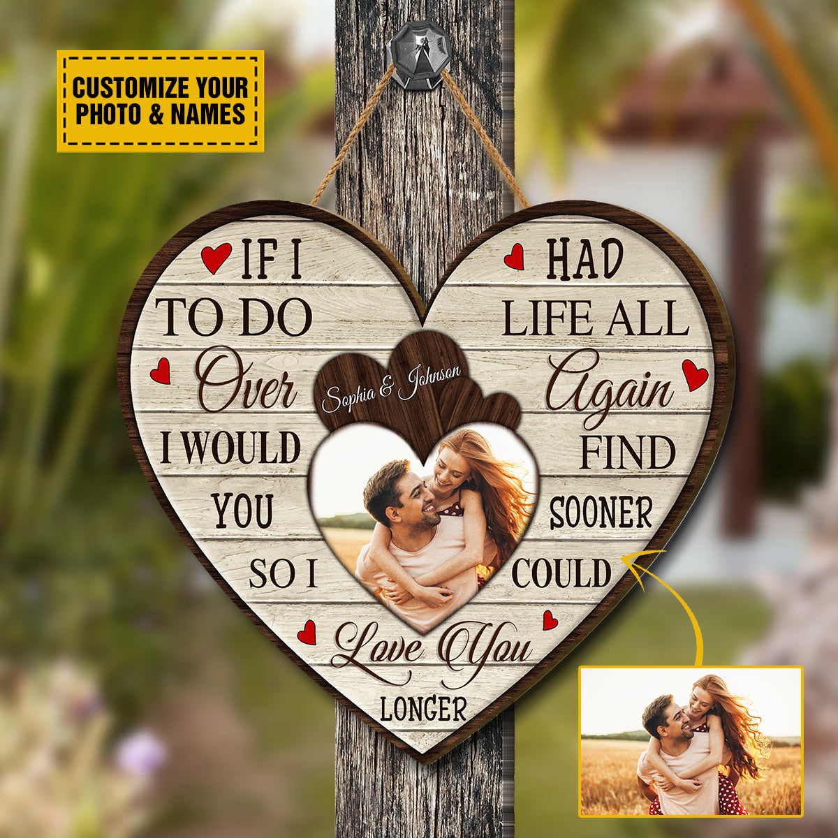 Teesdily | Customized Photo Valentines Wood Sign Wall Decor Couple Pallet Wood Decor I Would Find You Sooner So I Could Love You Longer Lover Gifts