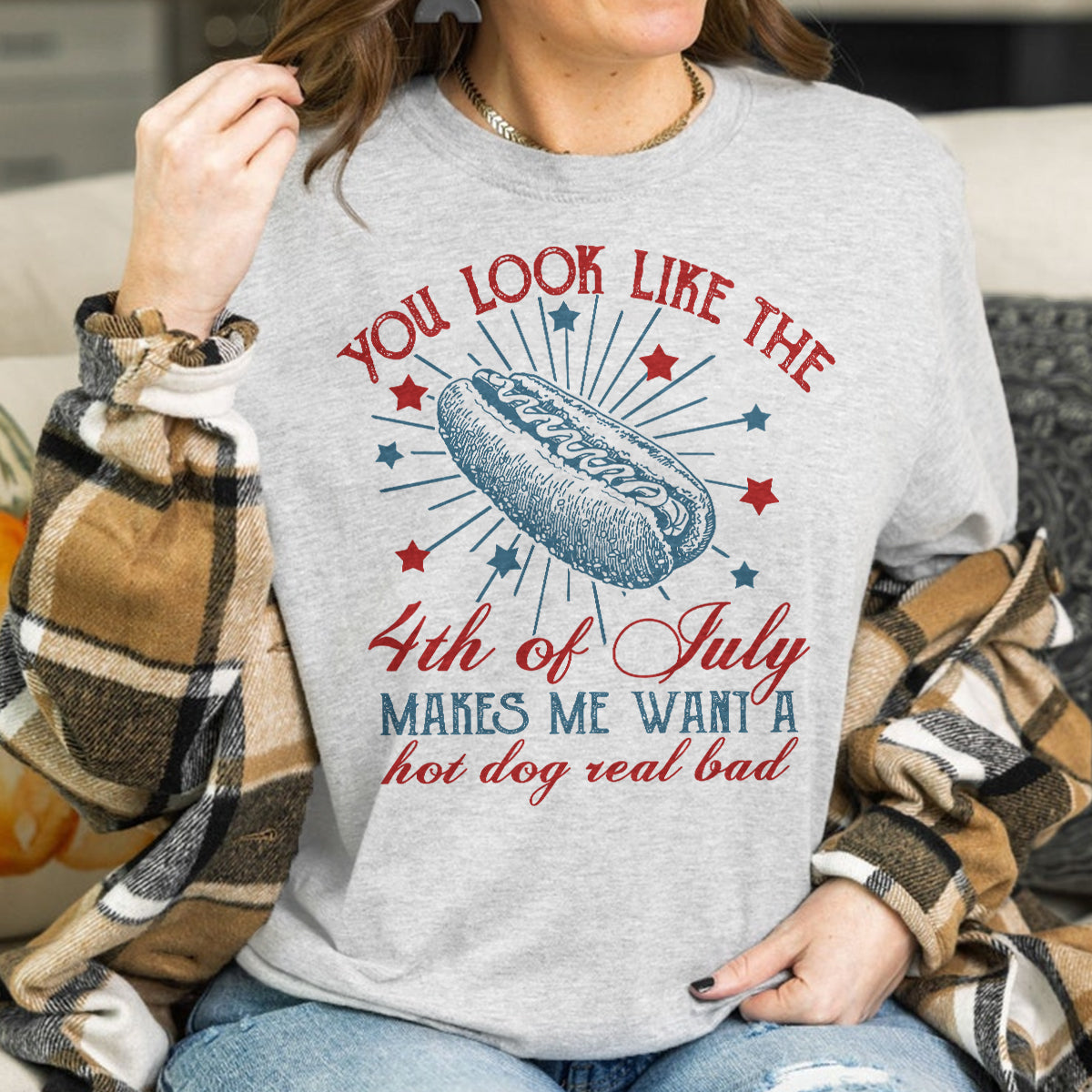 Teesdily | Indepdence Day Hotdog Funny Shirt, 4th Of July Hot Dog Real Bad Sweatshirt Hoodie, Independence Day Humor Mug, American Pride Gifts