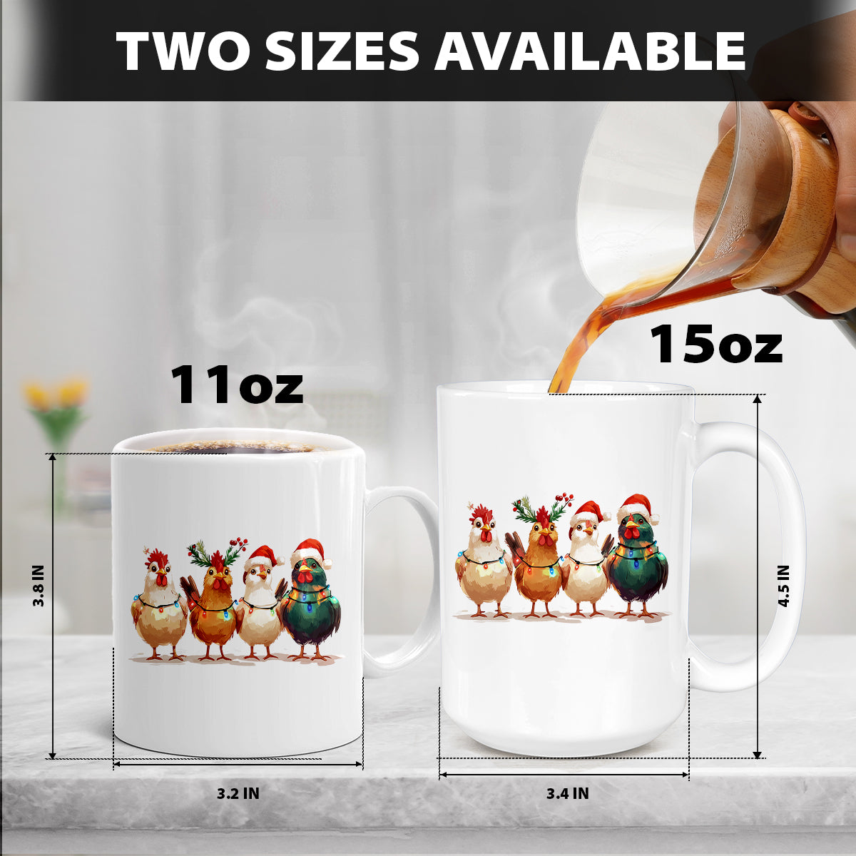 Teesdily | Christmas Chicken Light Shirt, Santa Chicken T-shirt, Farm Animal Sweatshirt, Christmas Farm Hoodie Mug, Chicken Lover Gift