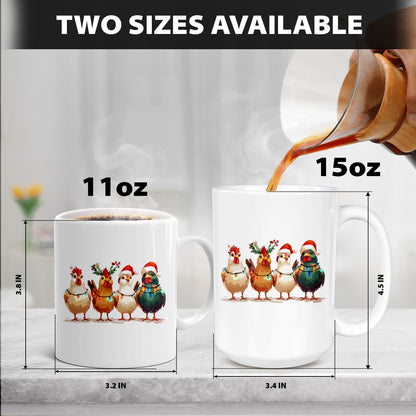 Teesdily | Christmas Chicken Light Shirt, Santa Chicken T-shirt, Farm Animal Sweatshirt, Christmas Farm Hoodie Mug, Chicken Lover Gift