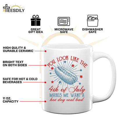 Teesdily | Indepdence Day Hotdog Funny Shirt, 4th Of July Hot Dog Real Bad Sweatshirt Hoodie, Independence Day Humor Mug, American Pride Gifts