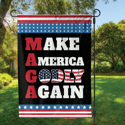 Teesdily | Make America Godly Again Patriotic Garden Flags, Jesus Christ American Flag House Decor, Independence Day Outdoor Decor, Patriotic Gifts