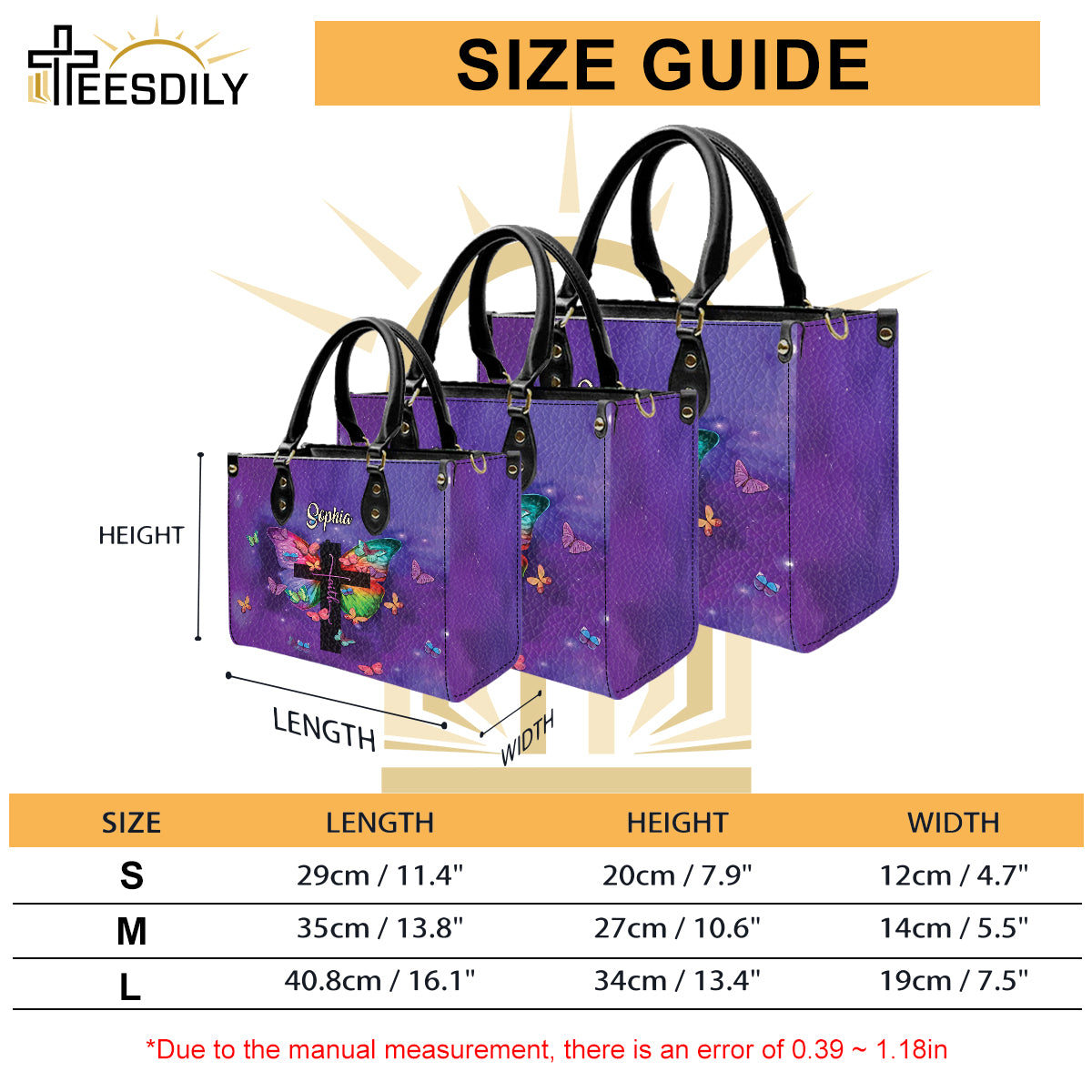 Teesdily | Personalized Jesus Faith Butterfly Handbag Women, Be Still And Know That I Am God Bag, Christ Cross Butterfly Bag, Christmas Gift For Mom