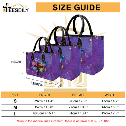 Teesdily | Personalized Jesus Faith Butterfly Handbag Women, Be Still And Know That I Am God Bag, Christ Cross Butterfly Bag, Christmas Gift For Mom