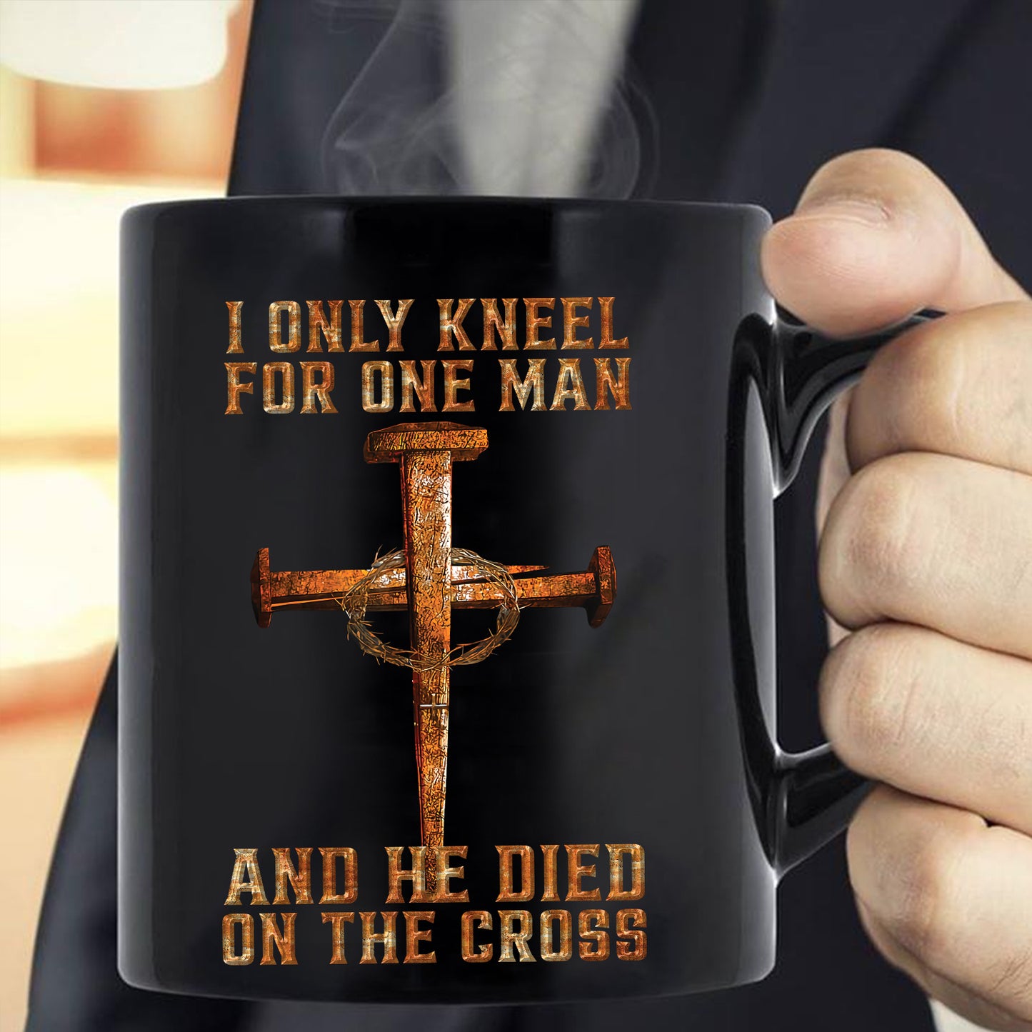 Teesdily | Jesus Cross 4given Crown Shirt, I Only Kneel For One Man He Died On The Cross Back Design Sweatshirt Hoodie Mug, Jesus Christian Lovers