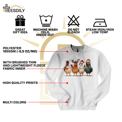 Teesdily | Christmas Chicken Light Shirt, Santa Chicken T-shirt, Farm Animal Sweatshirt, Christmas Farm Hoodie Mug, Chicken Lover Gift