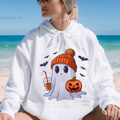 Teesdily | Cute Ghost Halloween Shirt, Happy Halloween Tee Sweatshirt Hoodie, Spooky Vibes Mug, Halloween Gifts Idea