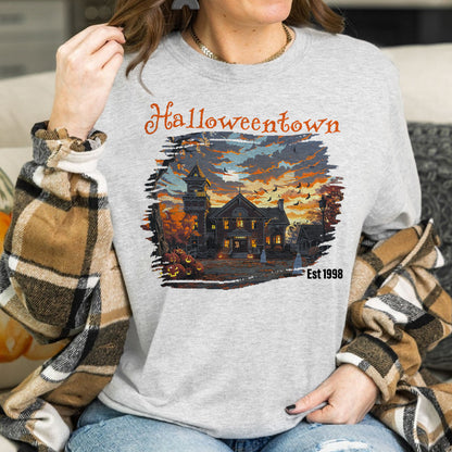 Teesdily | Halloween Town Shirt, Halloween Est 1998 Pumpkin Shirt, Halloween Sweatshirt Hoodie Mug, Retro Halloween Witch Boo, Halloween Gifts