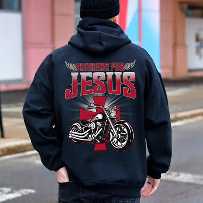 Teesdily | Christian Motorcycle Men's T-shirts, Cruising For Jesus Crew Neck Hoodie Sweatshirt, Biker Faith Mug, Speed Lover Matching Couple Outfits