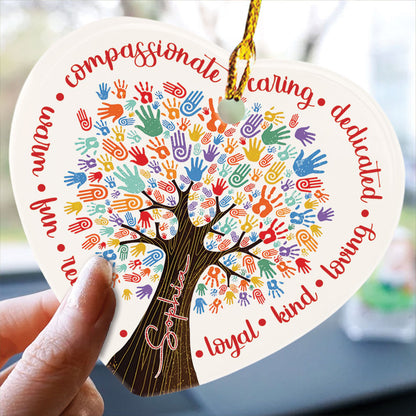 Teesdily | Christmas Social Worker Ceramic Ornament, Social Work Compassionate Gift Xmas Ornament, Christmas Ornament Gift