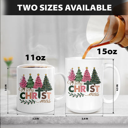 Teesdily | Merry Christmas Shirt, Jesus Christmas T-shirt, Christian Christmas Tree Sweatshirt, Holiday Christmas Hoodie Mug Gift