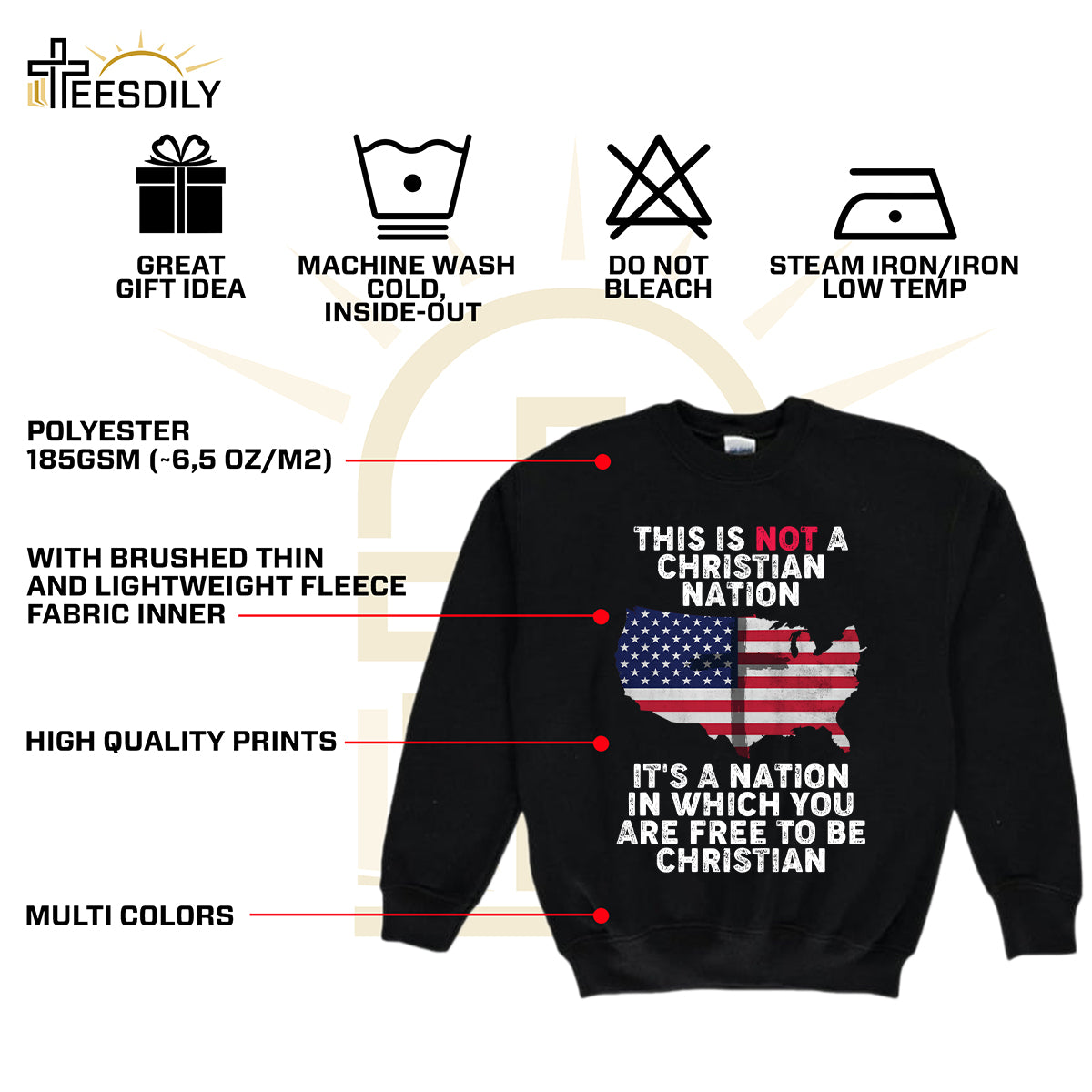 Teesdily | American Flag Jesus Cross Shirt, It's A Nation In Which You Are Free To Be Christian Tee Sweatshirt Hoodie Mug, Independence Day Gifts