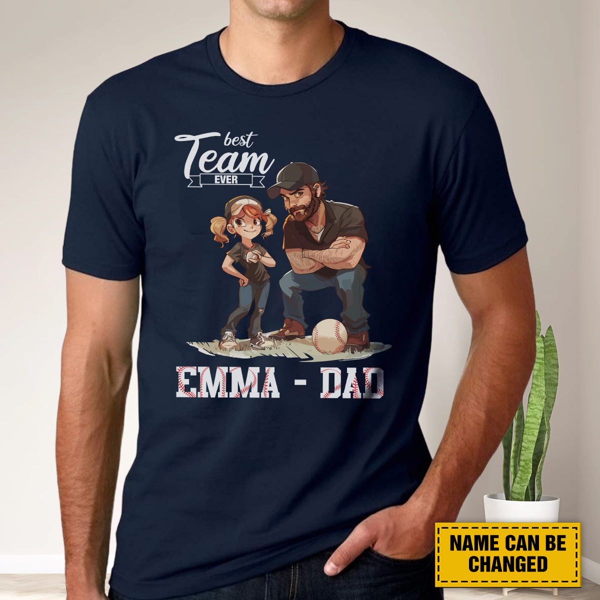 Teesdily | Customized Best Team Ever Shirt, Baseball Dad Shirt, Father Daughter Gift, Dad Tee, Unisex Tshirt Hoodie Sweatshirt Mug