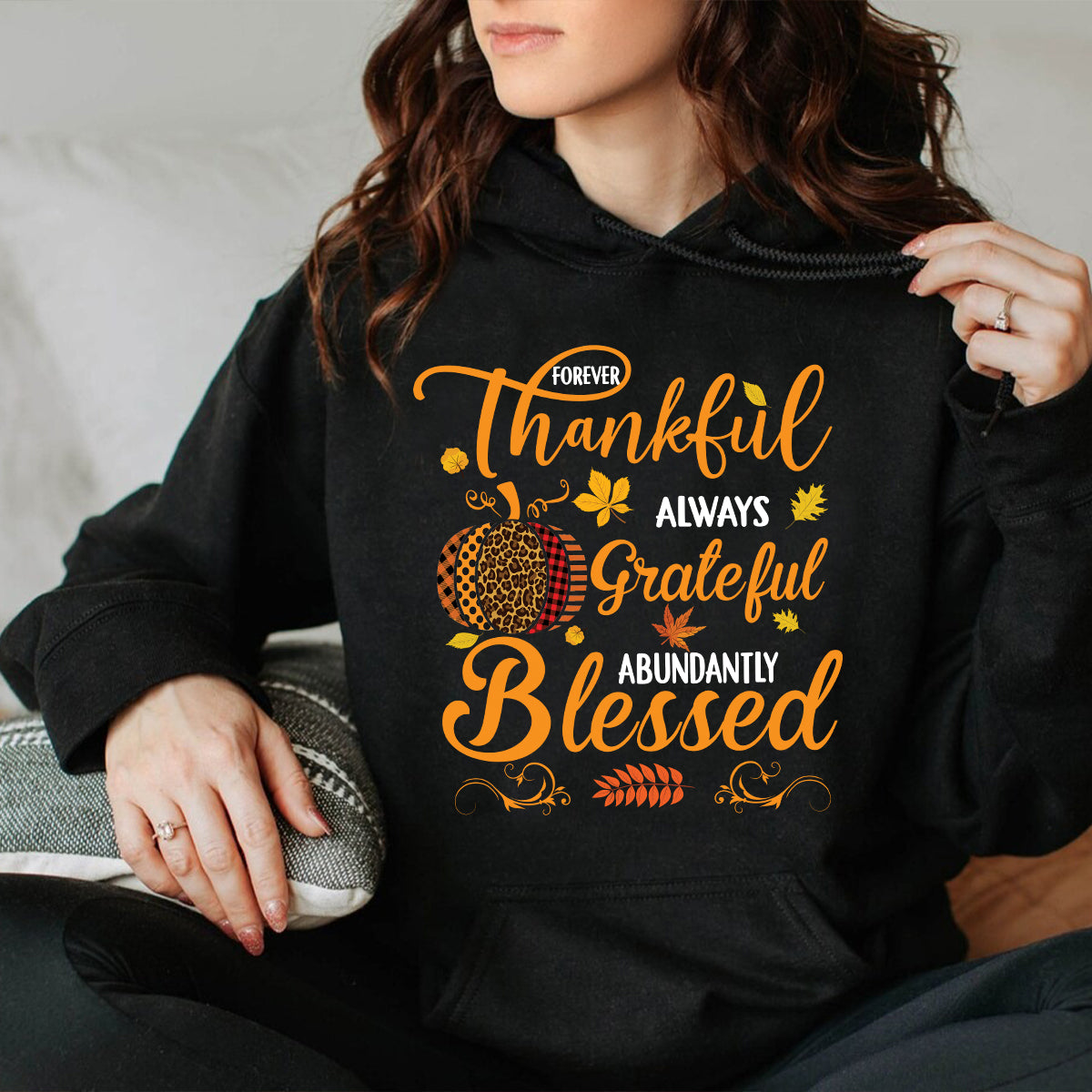 Teesdily | Pumpkin Jesus Shirt, Forever Thankful Always Grateful Abundantly Blessed Tee Sweatshirt Hoodie Mug, Jesus Lovers Gift, Thanksgiving Gift