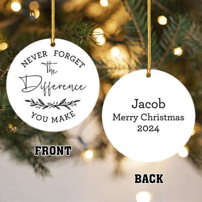 Teesdily | Customized Social Worker Christmas Ornament, Thank You Never Forget Difference Social Work Ornament, Xmas Gift