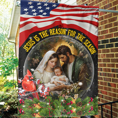 Teesdily | Jesus Nativity Christmas Holy Family Christmas Flag, Jesus Is The Reason For The Season Garden Flag House Flag Decor