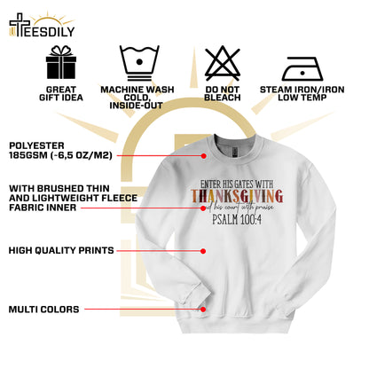 Teesdily | Jesus Thanksgiving Shirt, Enter His Gates With Thanksgiving Tee Sweatshirt Hoodie Mug, Christ Thanksgiving Gift