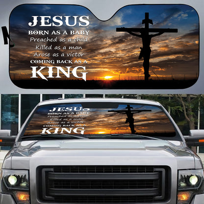 Teesdily | Jesus Christ Crucifixion Windshield Sun Shade, Holy Spirit Religious Car Auto Sun Shade, Christian Windshield Car Accessories