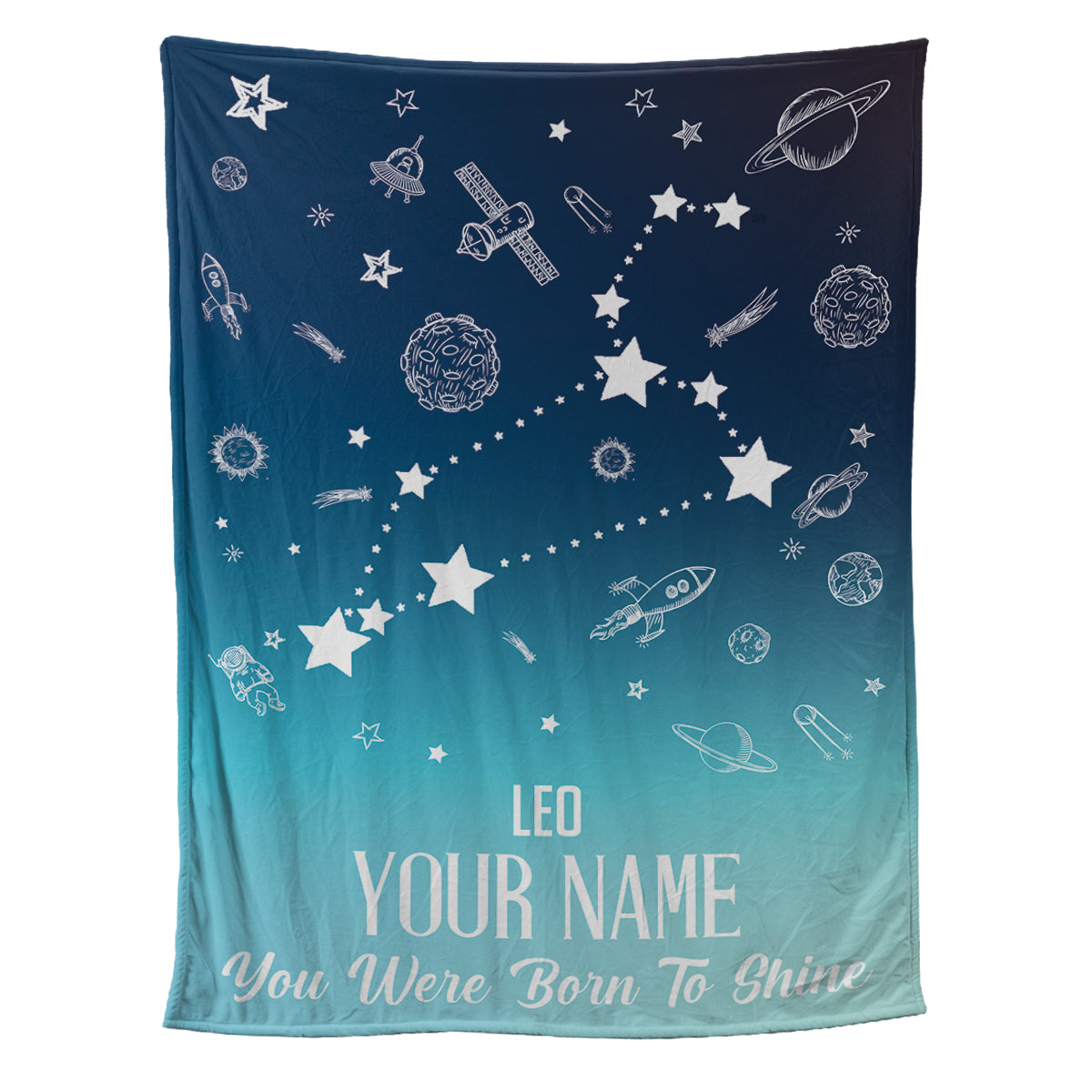 Teesdily | Lion Customized Fleece Blanket Constellation Blanket You Were Born To Shine Fleece Personalized Name Zodiac Blankets Astrology Gifts