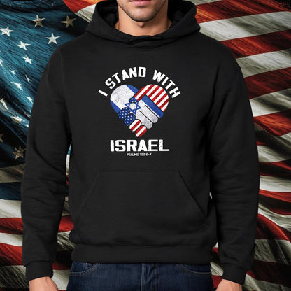 Teesdily | I Stand With Israel Shirt, Israel American Flag Heart Palm Shirt, Israel Support Unisex Tshirt Hoodie Sweatshirt Mug