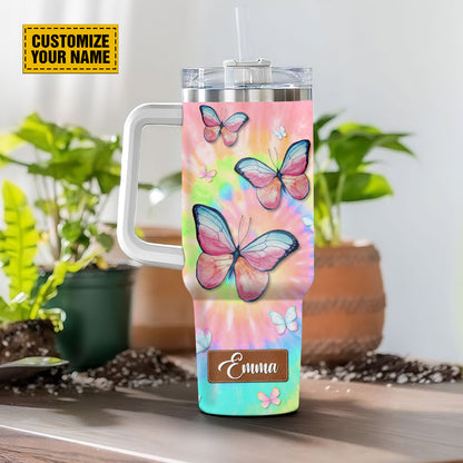 Teesdily | Personalized Butterfly Tumbler With Lid, My Grace Is Sufficient For You 40 oz Tumbler, Spiritual Gifts For Women, 40oz Stainless Steel Cup