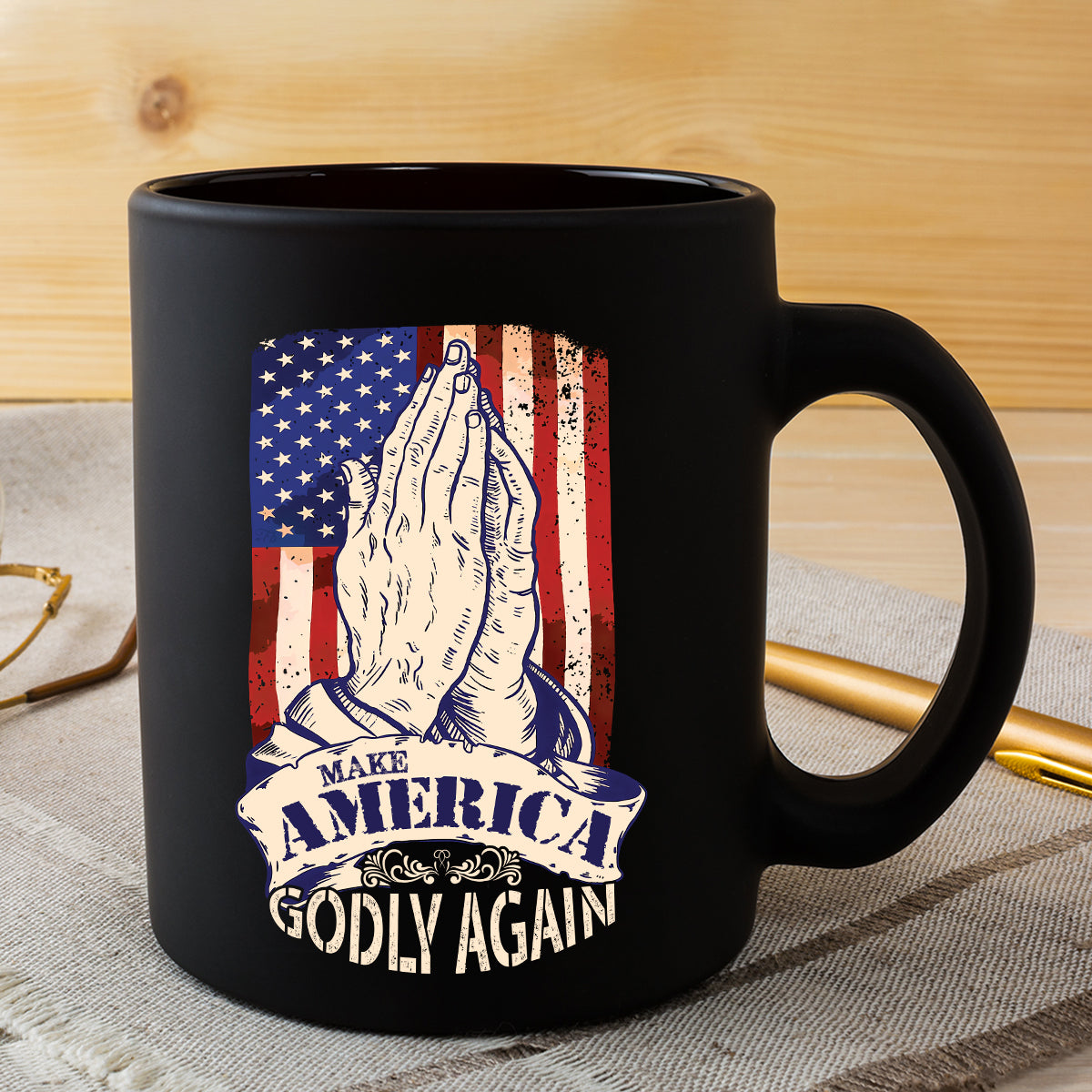 Teesdily | American Flag Jesus Praying Hands Shirt, Make America Godly Again Tee Sweatshirt Hoodie Mug, Jesus Lovers Gifts, Christian Apparel