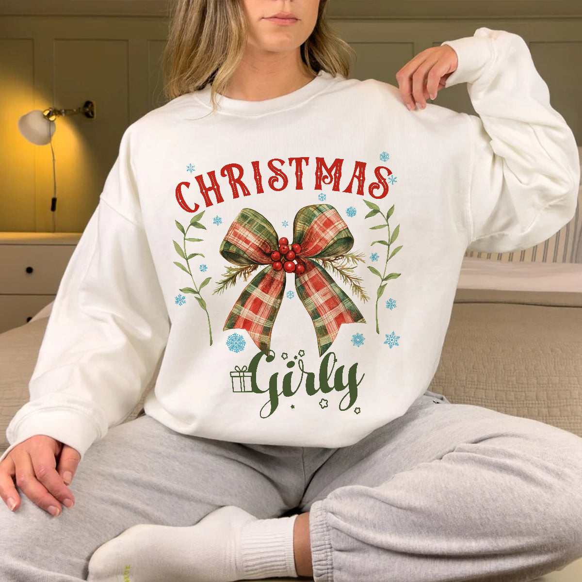 Teesdily | Vintage Coquette Bow Christmas Girly Shirt, Christmas Coquette Bow Sweatshirt, Christmas Party Hoodie Mug, Merry Christmas Gift