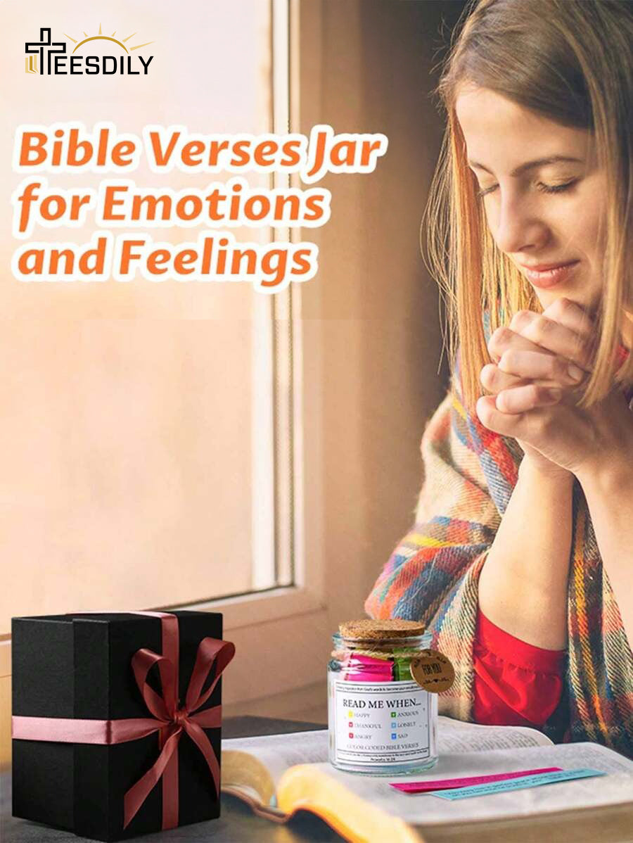 Teesdily | Christian Bible Verses Jar Jesus Gift, Read Me When Bible Verse Jars With Gift Box, Christmas 2024 Gift, Family Special Gift