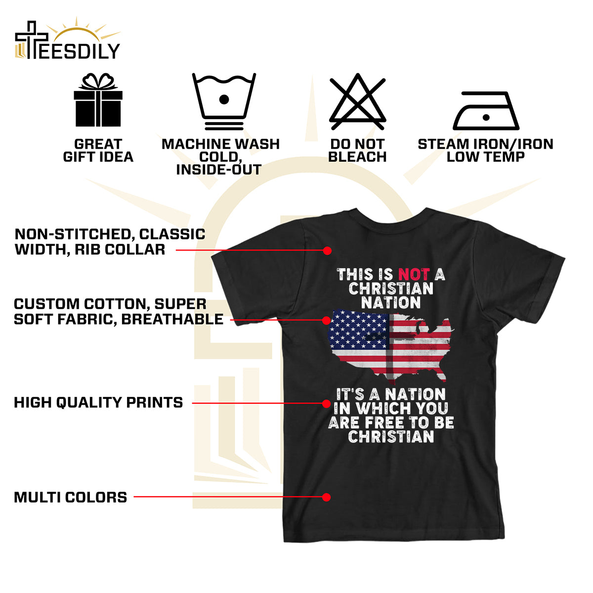 Teesdily | American Flag Jesus Cross Shirt, It's A Nation In Which You Are Free To Be Christian Tee Sweatshirt Hoodie Mug, Independence Day Gifts