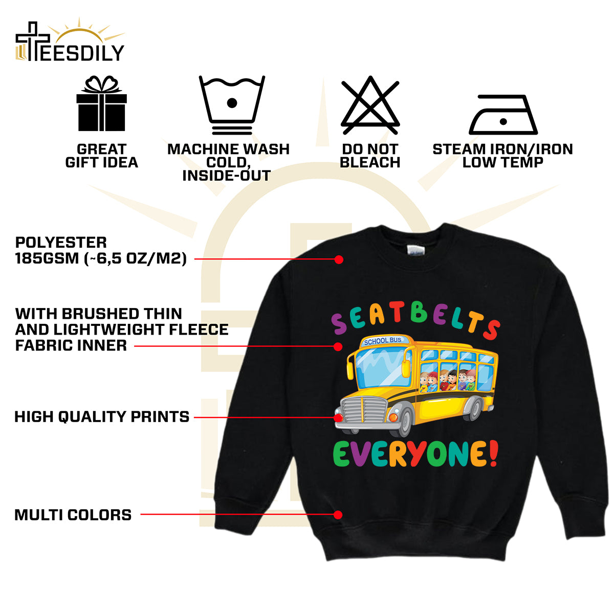 Teesdily | Seatbelt Everyone Shirt, Funny School Bus Driver T-shirt, Back To School Tee, School Driver Sweatshirt Hoodie Mug, Gift For Bus Drivers