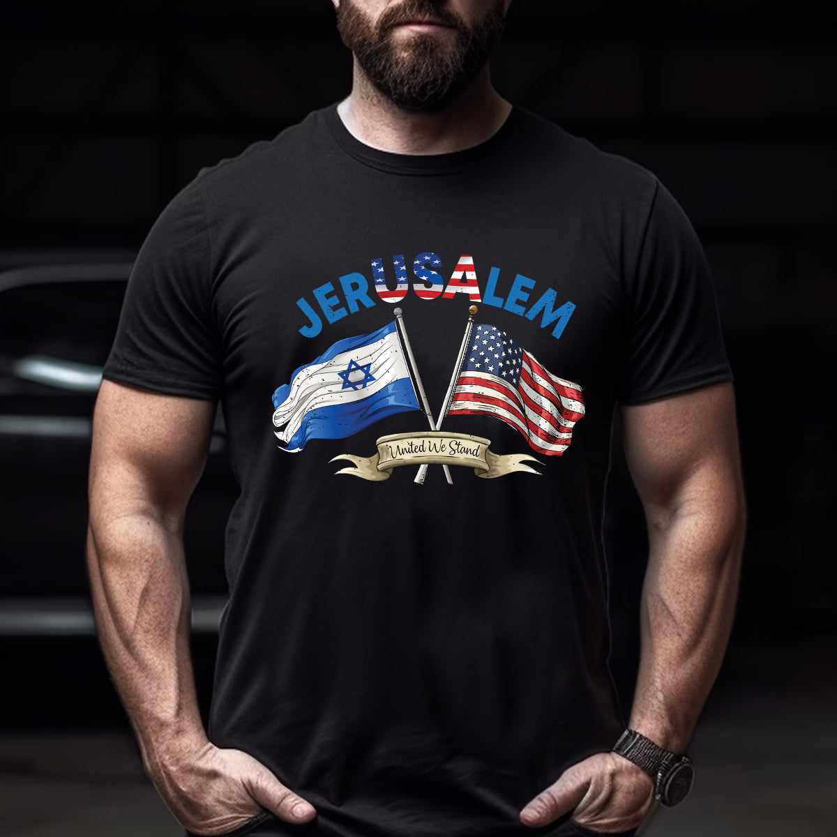 Teesdily | United We Stand With Jerusalem Shirt, Jerusalem Flag Shirt, Jerusalem Support Unisex Tshirt Hoodie Sweatshirt Mug