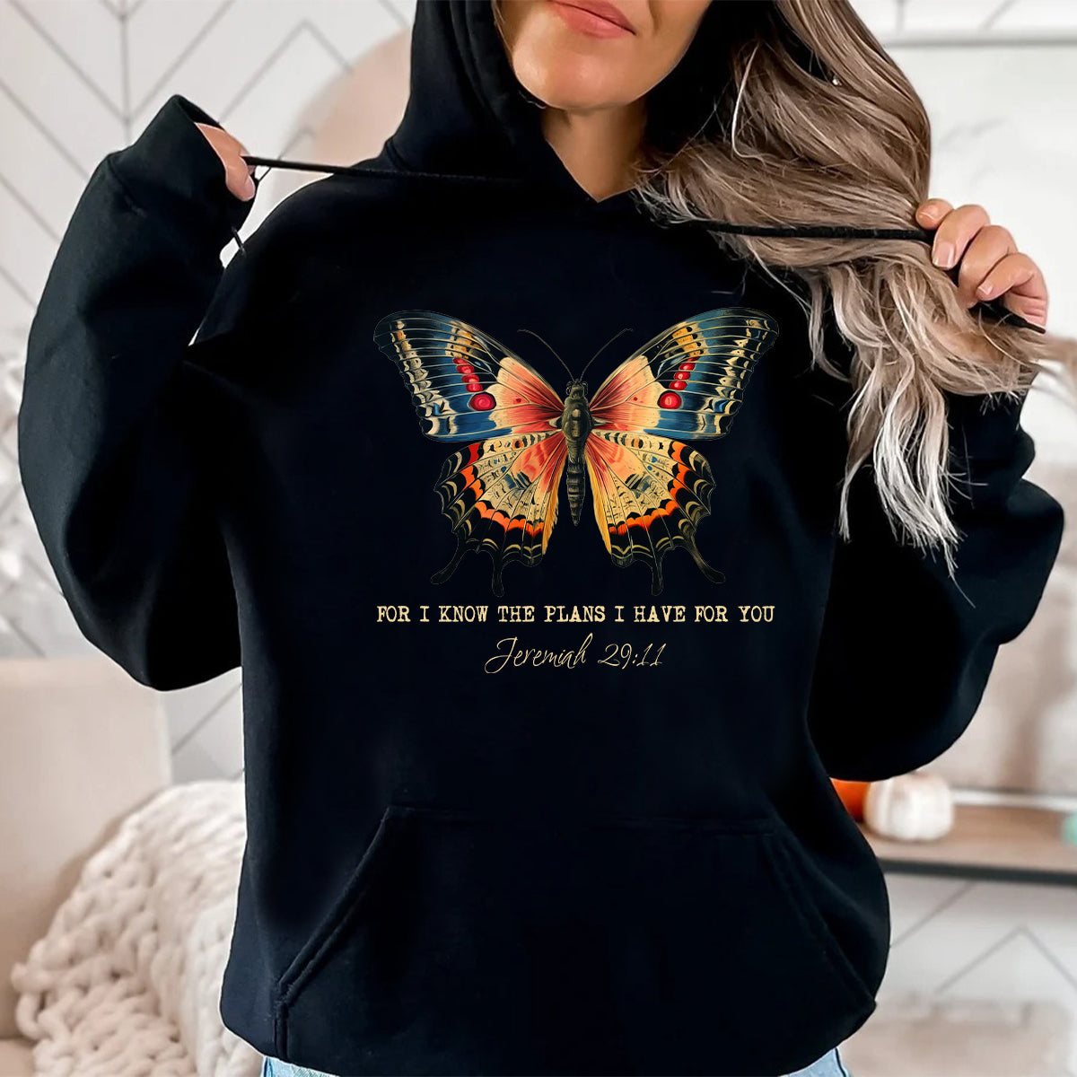 Teesdily | Butterfly Jesus Shirt, For I Know The Plans I Have For You Jeremiah Tee Sweatshirt Hoodie Mug, Jesus Butterfly Lovers Gifts