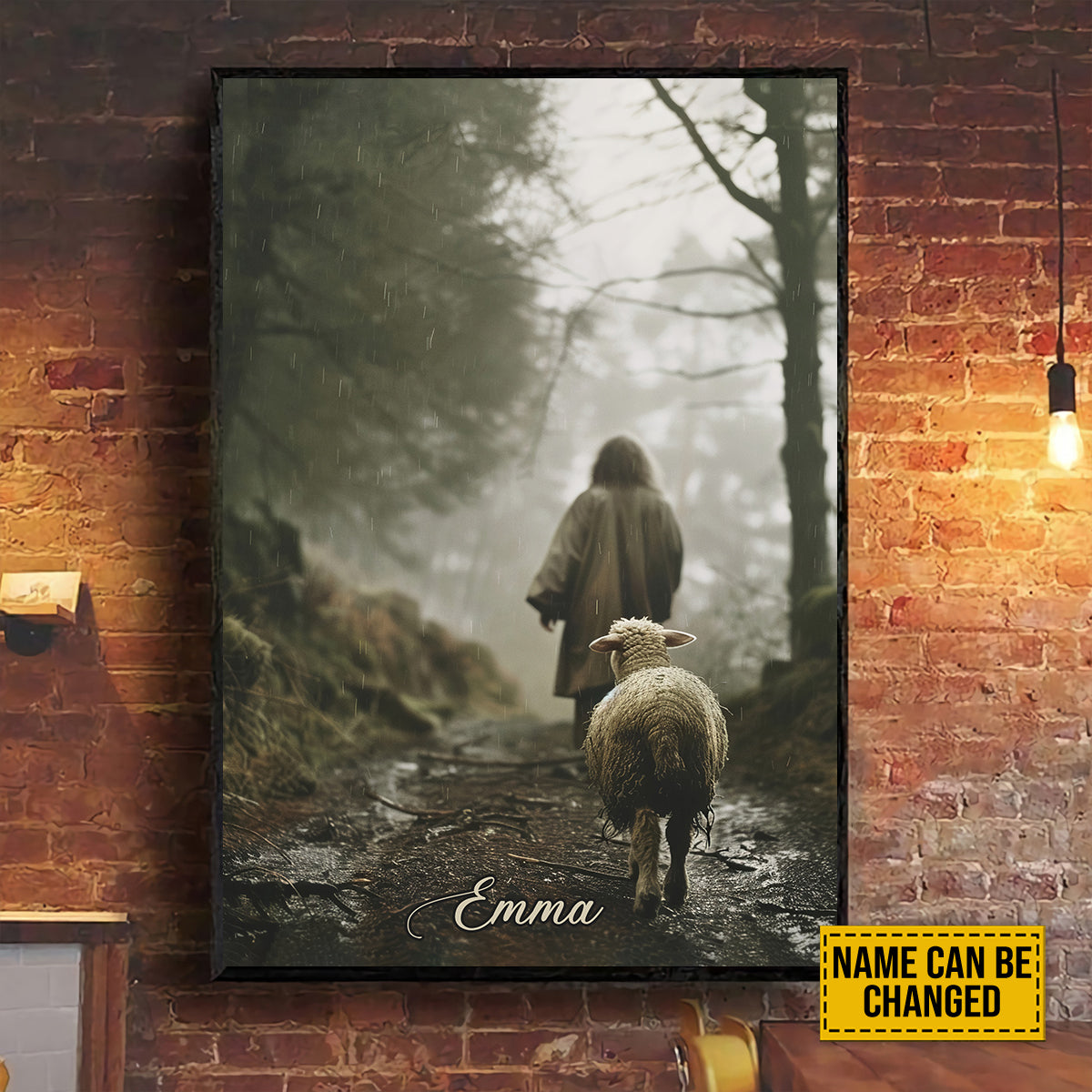 Teesdily | Customized Jesus And Lamb Poster Canvas, Lamb Of God Christian Wall Decor, Gift For Jesus Lovers, Religious Gifts, Christian Wall Decor