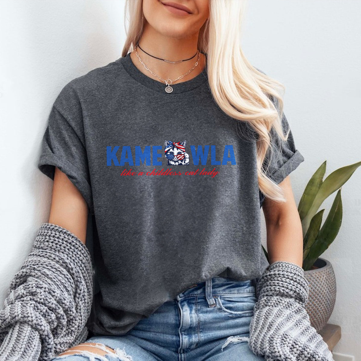 Teesdily | 2024 American Unisex Shirt, Like A Childless Cat Lady Tee Sweatshirt Hoodie, Kameowla Brat Mug, Gift For Cat Lovers