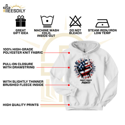 Teesdily | American Fight Unisex Shirt, Hand Fist American Flag Sweatshirt Hoodie Mug, American Pride Crewneck Shirt, Patriotic Gifts