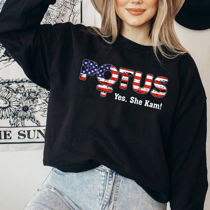 Teesdily | Potus Shirt, Lotus For Potus Sweatshirt Hoodie Mug, Potus Yes She Kam Tee, Comma La T-shirt, Women's Leadership, Patriot Gift