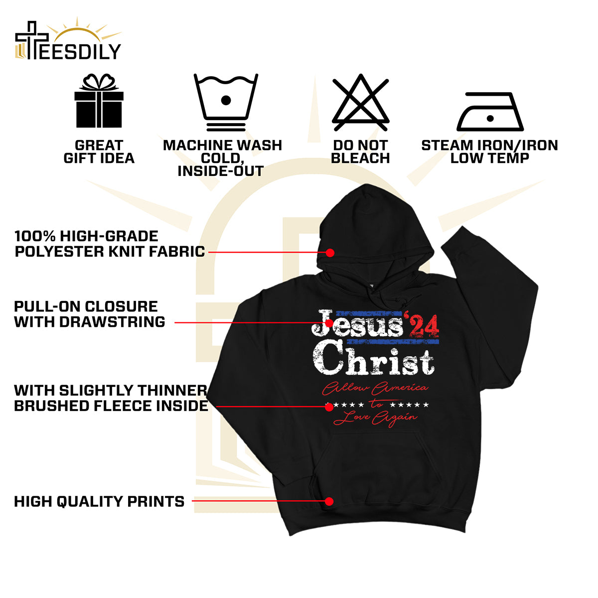 Teesdily | Jesus Christ Allow America To Love Again Jesus Shirt, Patriotism Men's Shirt, Independence American Sweatshirt Hoodie Mug, Christian Gifts