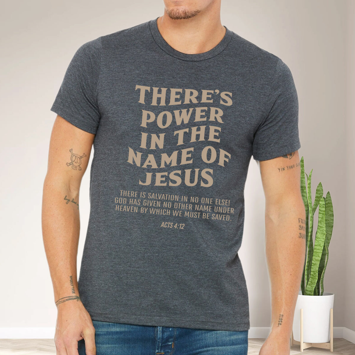 Teesdily | There's Power In The Name Of Jesus Acts 4:12 Jesus Shirt, Name Of Jesus Hoodie, Power Of Jesus Sweatshirt, Christian Mug