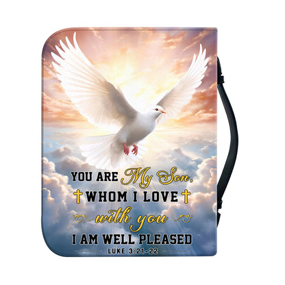 Teesdily | Customized Jesus Lover Bible Case Jesus Believer Bible Protector Jesus Heaven Bible Holder Son Of God I Am Well Pleased Religious Gift