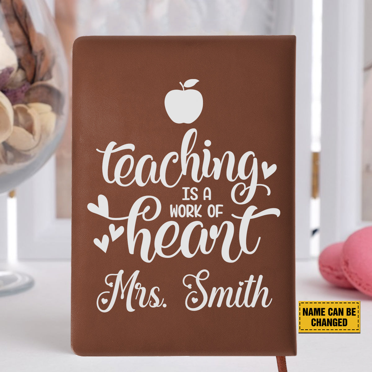 Teesdily | Teacher Personalized Notebook, Teaching Is A Work Of Heart Leather Notebook Journal, Teacher Appreation Gifts, Teacher Notebook For Work