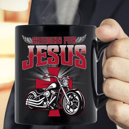 Teesdily | Christian Motorcycle Men's T-shirts, Cruising For Jesus Crew Neck Hoodie Sweatshirt, Biker Faith Mug, Speed Lover Matching Couple Outfits