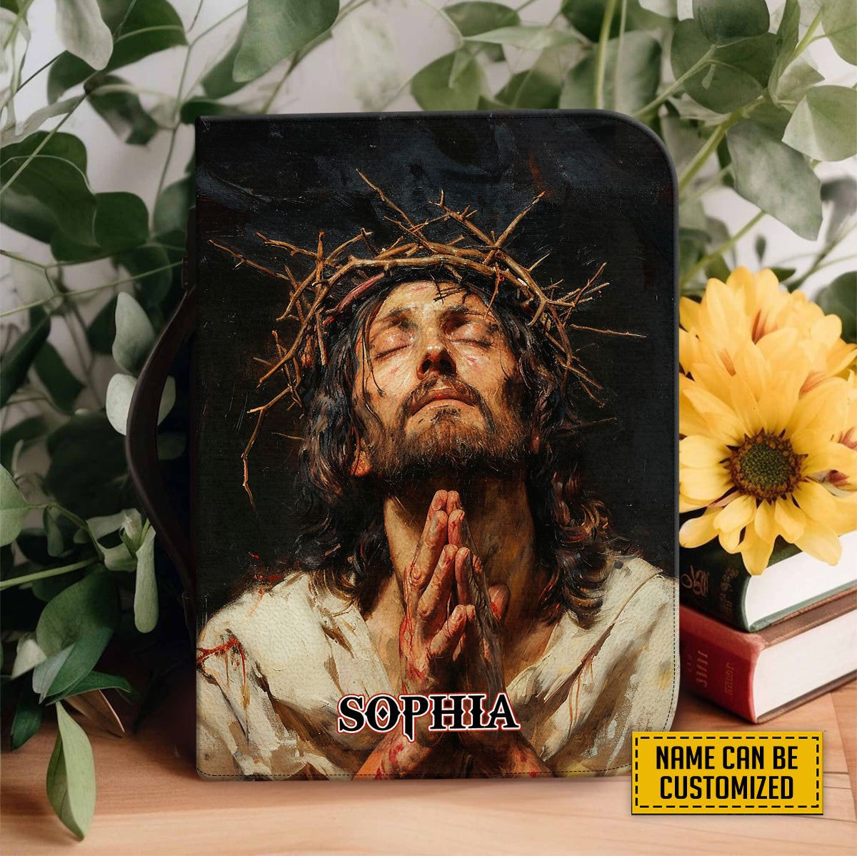 Teesdily | Customized Jesus Pray Bible Cover, Jesus Paid It All Bible Case, Eternal Life In Christ Jesus Our Lord Bible Bag, Christian Art Gifts